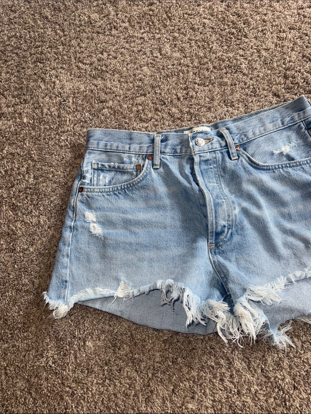 Agolde distressed Parker 100% cotton shorts size 27 - Picture 2 of 8